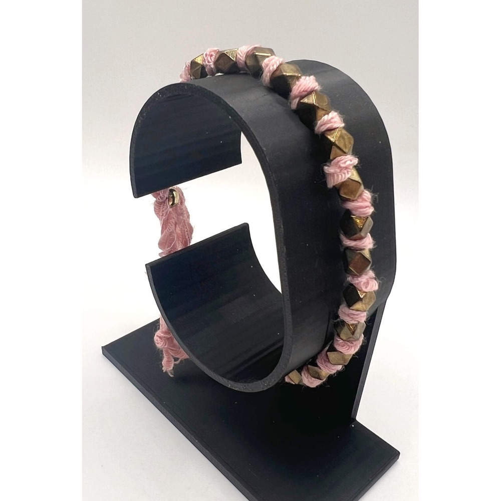 Ettika Pink Cord Bracelet‎ Copper Tone Beads Adjustable Boho Chic